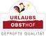 Qualitätszeichen Qualitätsgeprüfter UrlaubsObsthof der Bundesarbeitsgemeinschaft für Urlaub auf dem Bauernhof und Landtourismus in Deutschland e.V.
