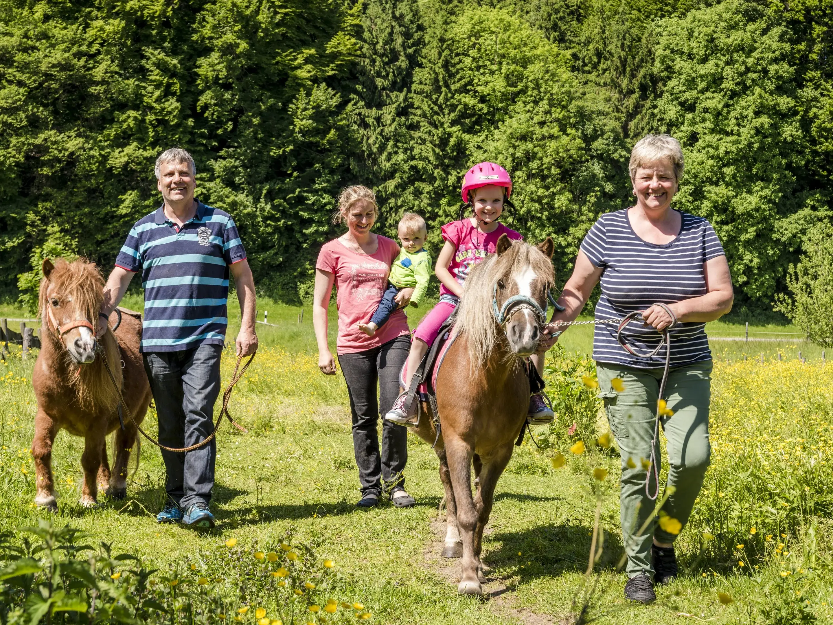 Pferde Wanderung - © Medienservice ProGenuss® Urlaubsgäste machen eine geführte Ponywanderung.
